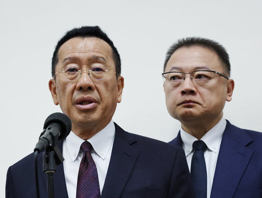Taiwan’s defence minister, Wellington Koo Li-hsiung (left), says the island’s coastguard will remain the primary force responding to mainland Chinese activity around the Dongsha. Photo: CNA