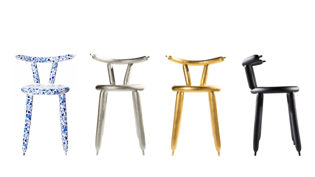 Balloon Chairs are made of party balloons filled with compressed air, wrapped in strips of carbon fibre and then hardened with epoxy resin. Photo: Handout