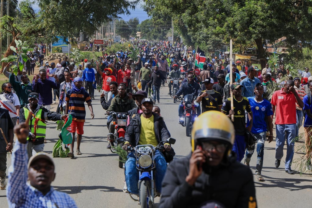 Kenyans protest against an Ebola quarantine centre to be established by the United States at Laikipia Air Base. Kenya has not recorded Ebola cases, but neighbouring Uganda has reported nine and closed its border with Congo. Photo: AP