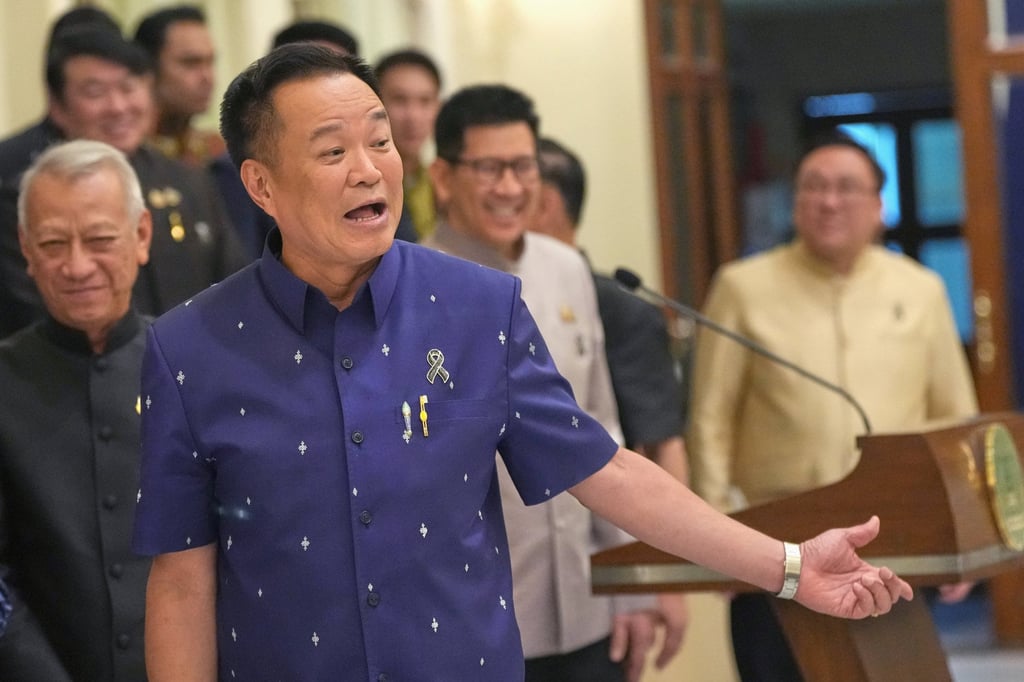 Thailand’s Prime Minister Anutin Charnvirakul speaks at a news conference in Bangkok last month. Thailand has repeatedly rejected Cambodian efforts to ‌resolve disputes through international mechanisms, insisting instead on bilateral negotiations. Photo: AP