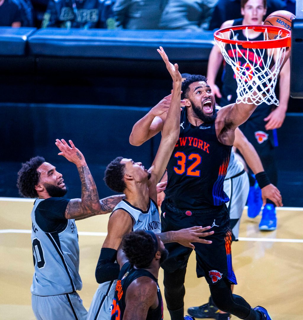 The Knicks have won two of their three clashes this season against Victor Wembanyama (middle) and his San Antonio Spurs teammates. Photo: TNS The Knicks have won two of their three clashes this season against Victor Wembanyama (middle) and his San Antonio Spurs teammates. Photo: TNS