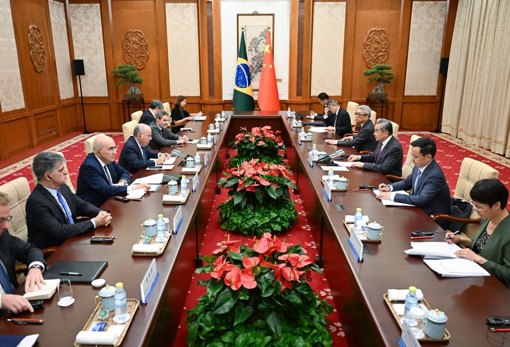 The Brazilian and Chinese delegations gather for talks in Beijing on Monday. Photo: Xinhua The Brazilian and Chinese delegations gather for talks in Beijing on Monday. Photo: Xinhua