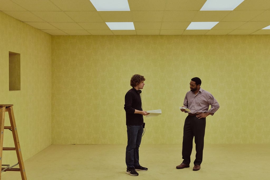 Kane Parsons and Chiwetel Ejiofor on the set of Backrooms. Photo: AP Kane Parsons and Chiwetel Ejiofor on the set of Backrooms. Photo: AP