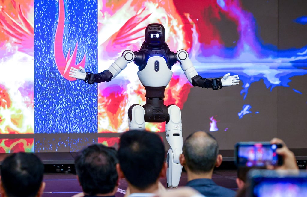 A robot performance at the launch of HKGAI V3 model in Hong Kong on Wednesday. Photo: Dickson Lee