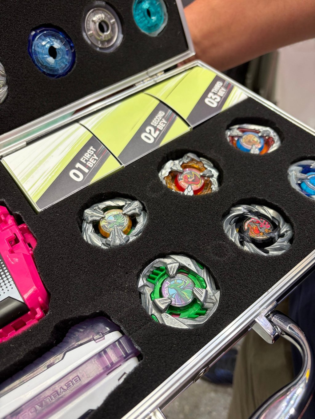 Most competitors in Hong Kong have cases filled with varying modifications and editions of Beyblades to optimise their chances. Photo: Chloe Loung