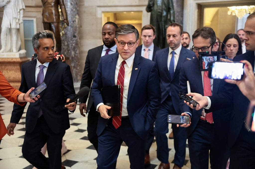 US House Speaker Mike Johnson walks to a vote in the US Capitol on Wednesday. Photo: Reuters US House Speaker Mike Johnson walks to a vote in the US Capitol on Wednesday. Photo: Reuters