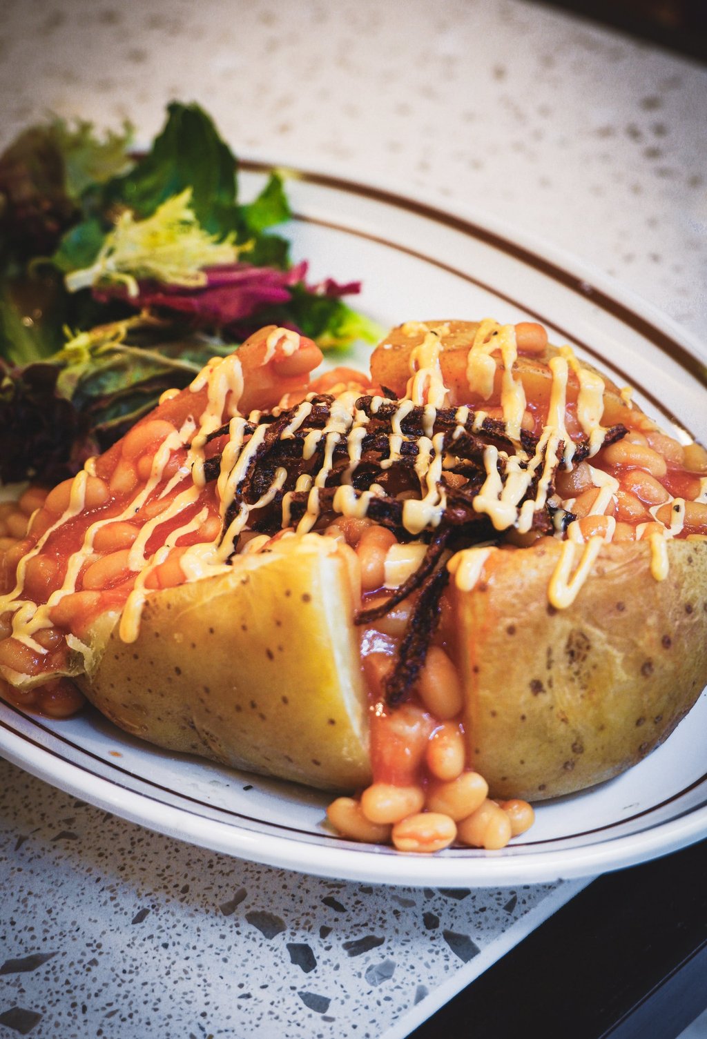 The classic cheese and beans jacket potato at Butter Babe. Photo: courtesy Butter Babe The classic cheese and beans jacket potato at Butter Babe. Photo: courtesy Butter Babe