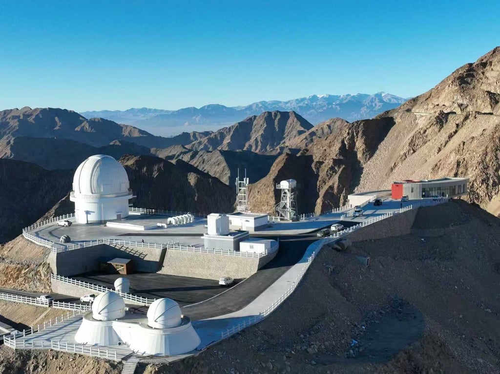 Telescope domes dot the summit of Saishiteng Mountain in Qinghai province, a site that China aims to develop into the world’s largest astronomy base by the mid-2030s. Photo: Handout Telescope domes dot the summit of Saishiteng Mountain in Qinghai province, a site that China aims to develop into the world’s largest astronomy base by the mid-2030s. Photo: Handout