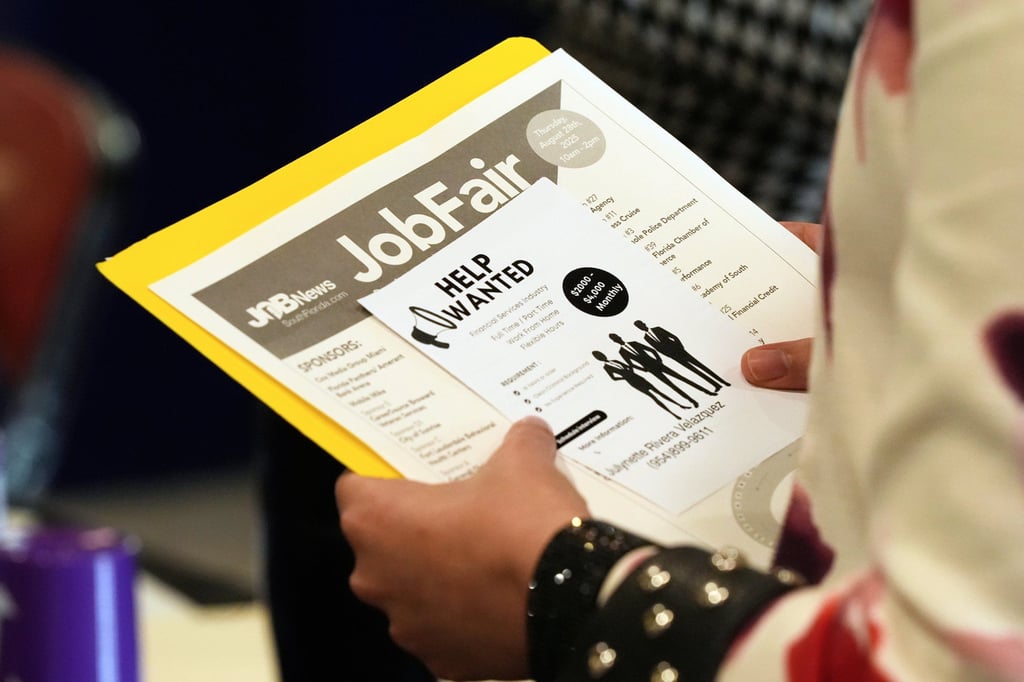 A jobseeker attends a job fair in Florida in 2025. May’s labour data marks the third straight month of increases in the US. Photo: AP