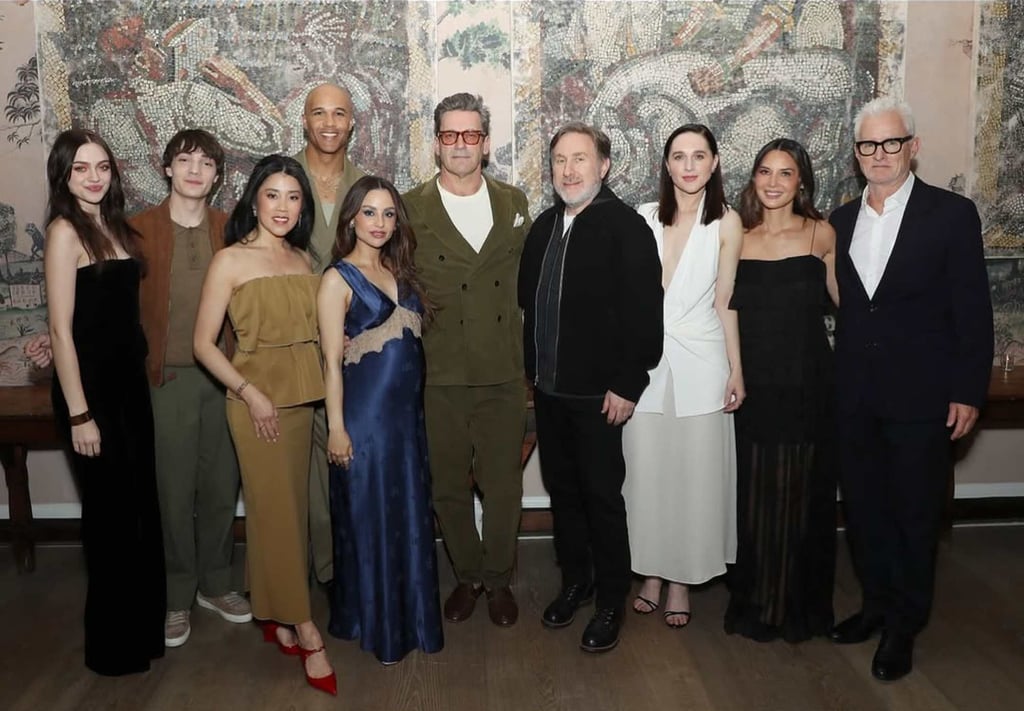 Eunice Bae (third from left) with the cast of Your Friends & Neighbors in 2025. Photo: @eunicebae/Instagram
