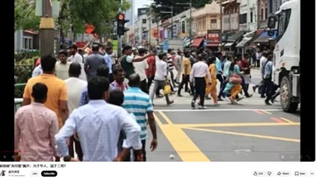 Screenshot of a YouTube account using images and footage of crowded streets along Singapore’s Little India to target the Indian community. Photo: Ministry of Home Affairs