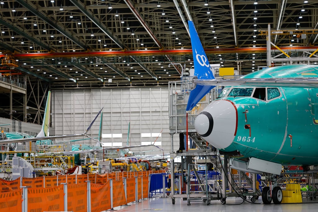 Several 737 Max aircraft are seen in various stages of assembly at the Boeing factory on April 15 in Renton, Washington. Photo: TNS