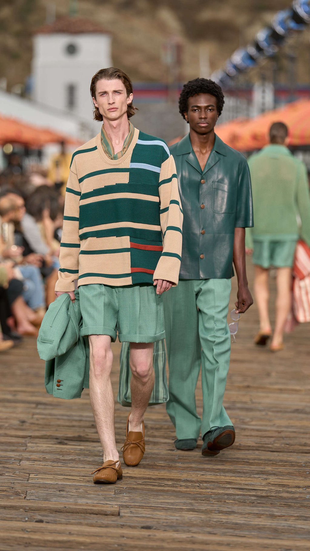 Striped knitwear was also part of the line-up. Photo: Handout Striped knitwear was also part of the line-up. Photo: Handout