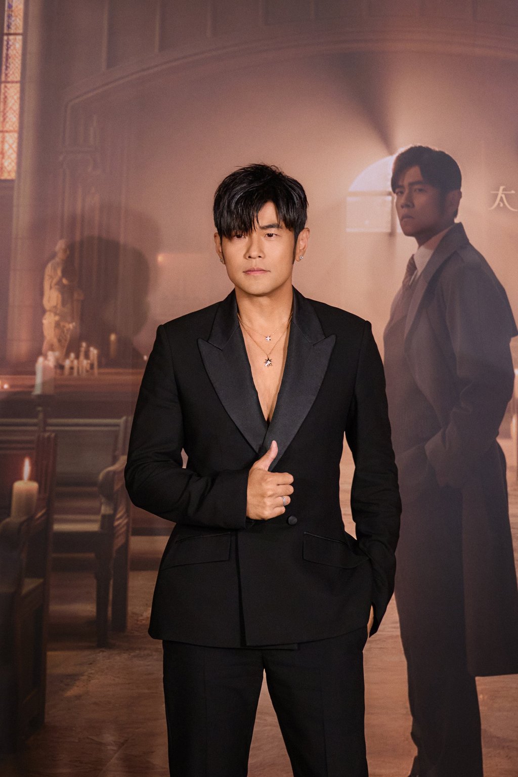 Jay Chou wearing a Dior suit jacket over a bare chest in Taipei, in March. Photo: Handout