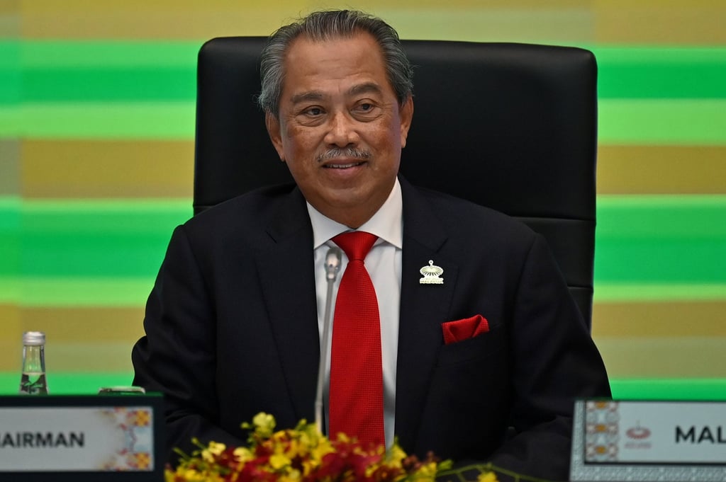 Malaysia’s then prime minister Muhyiddin Yassin takes part in a virtual Apec summit in November 2020. Photo: AFP/Getty Images/TNS Malaysia’s then prime minister Muhyiddin Yassin takes part in a virtual Apec summit in November 2020. Photo: AFP/Getty Images/TNS