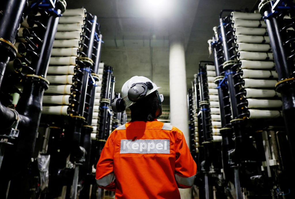 A Keppel employee checks reverse osmosis membrane pipes at a desalination plant in Singapore. Photo: Reuters A Keppel employee checks reverse osmosis membrane pipes at a desalination plant in Singapore. Photo: Reuters