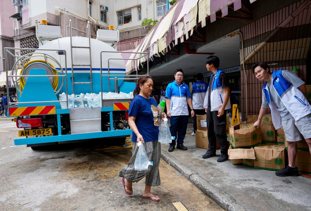 Water tanks and two water trucks were deployed to provide access to drinking water. Photo: Sam Tsang Water tanks and two water trucks were deployed to provide access to drinking water. Photo: Sam Tsang