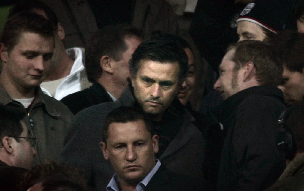 Chelsea coach Jose Mourinho, who was banned from his team’s bench, in the stands before their Champions League match against Bayern Munich in 2005. Photo: Reuters Chelsea coach Jose Mourinho, who was banned from his team’s bench, in the stands before their Champions League match against Bayern Munich in 2005. Photo: Reuters