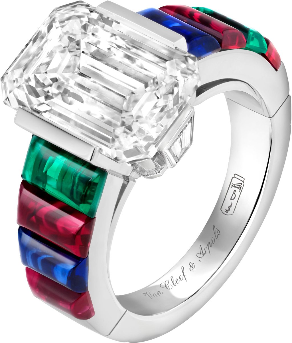 A ring showcasing the Van Cleef & Arpels monogram in hieroglyphics. Photo: Handout