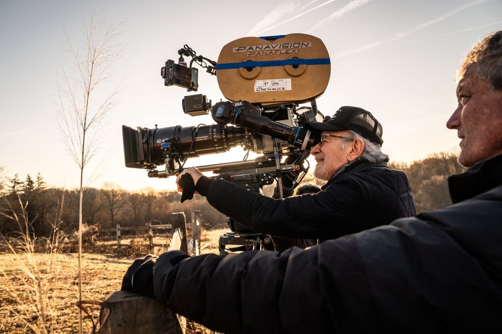 Steven Spielberg (centre) on the set of Disclosure Day. Photo: Universal Pictures and Amblin Entertainment via AP Steven Spielberg (centre) on the set of Disclosure Day. Photo: Universal Pictures and Amblin Entertainment via AP