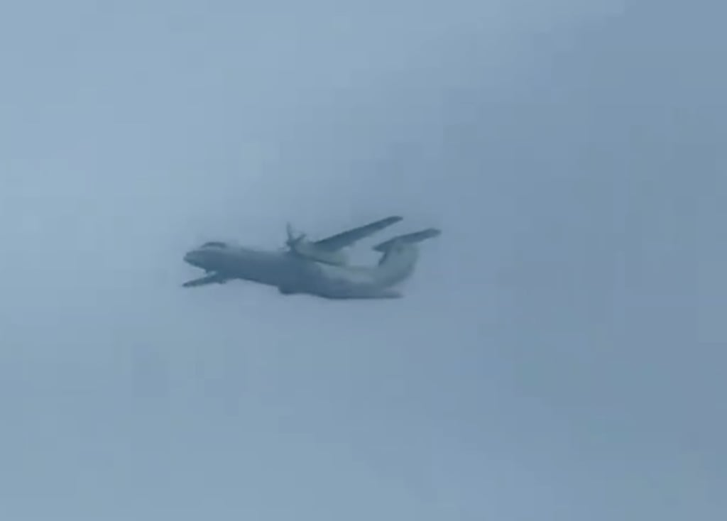 One of the two aircraft that a mainland Chinese maritime task force detected in the waters east of Taiwan on Monday. Photo: Weibo One of the two aircraft that a mainland Chinese maritime task force detected in the waters east of Taiwan on Monday. Photo: Weibo