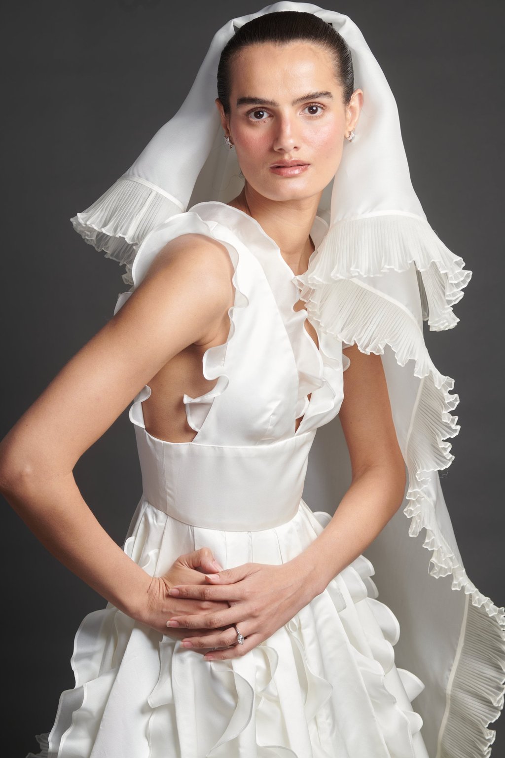 A pleated and ruffled dress from Batsheva. Photo: Handout