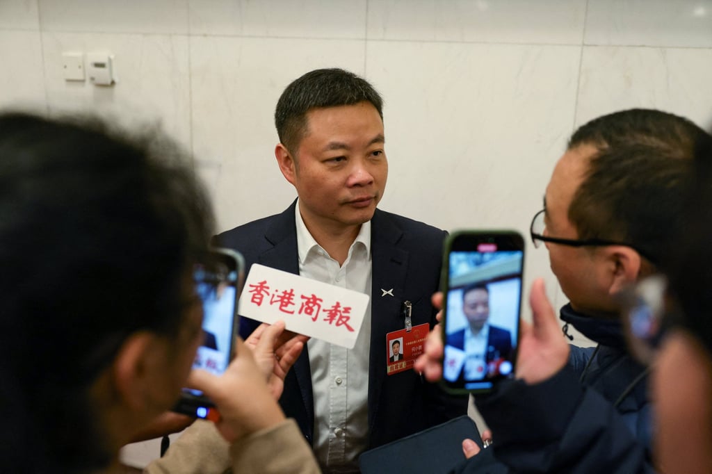 Xpeng CEO He Xiaopeng speaks to the media before the opening session of the National People’s Congress in Beijing, March 5, 2026. Photo: Reuters Xpeng CEO He Xiaopeng speaks to the media before the opening session of the National People’s Congress in Beijing, March 5, 2026. Photo: Reuters
