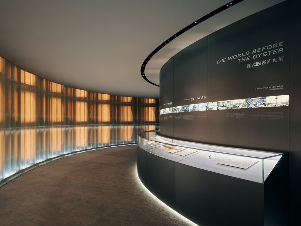 The main pavilion’s ground floor traces the history of Rolex and the groundbreaking invention of the Oyster. Photo: Handout