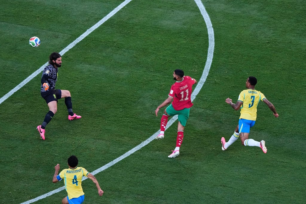 Ismael Saibari of Morocco scores and puts his team in front. Photo: AP
