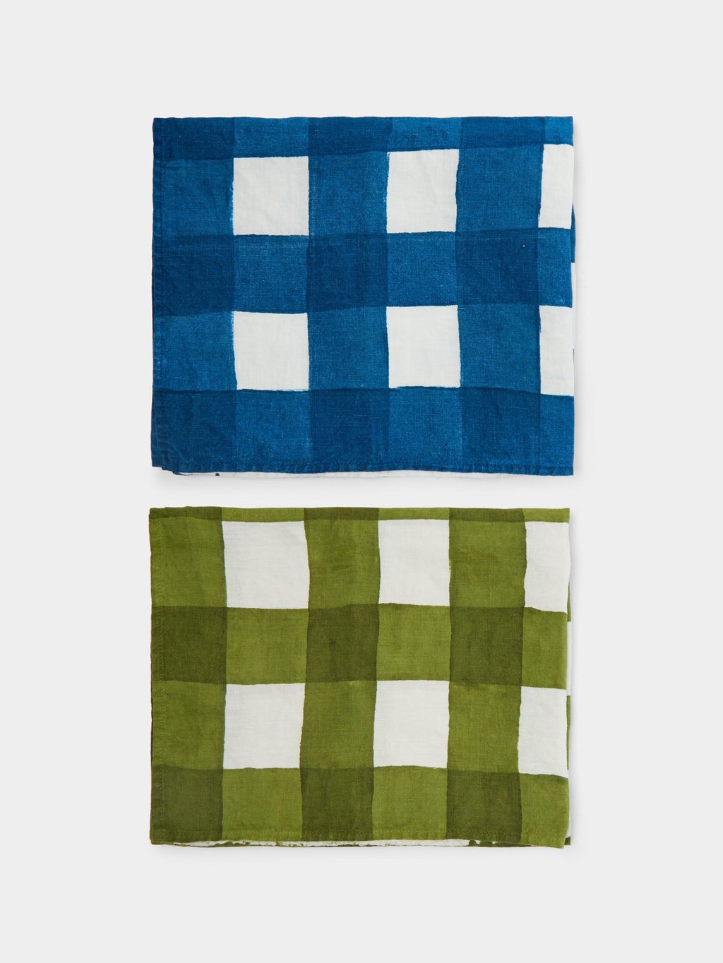 Stamperia Bertozzi gingham hand-painted linen tea towels. Photo: Handout Stamperia Bertozzi gingham hand-painted linen tea towels. Photo: Handout