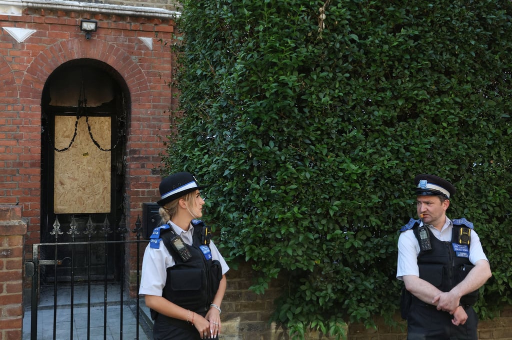 Police officers stand outside Britain’s Prime Minister Keir Starmer’s private home in north London, after it was damaged by fire in a suspected arson attack in May 2025. Photo: Reuters Police officers stand outside Britain’s Prime Minister Keir Starmer’s private home in north London, after it was damaged by fire in a suspected arson attack in May 2025. Photo: Reuters