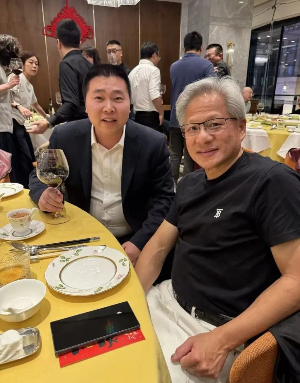 This picture of Zhu Yanhui (left) and Jensen Huang was posted to social media after their meeting in January in Beijing. Photo: WeChat