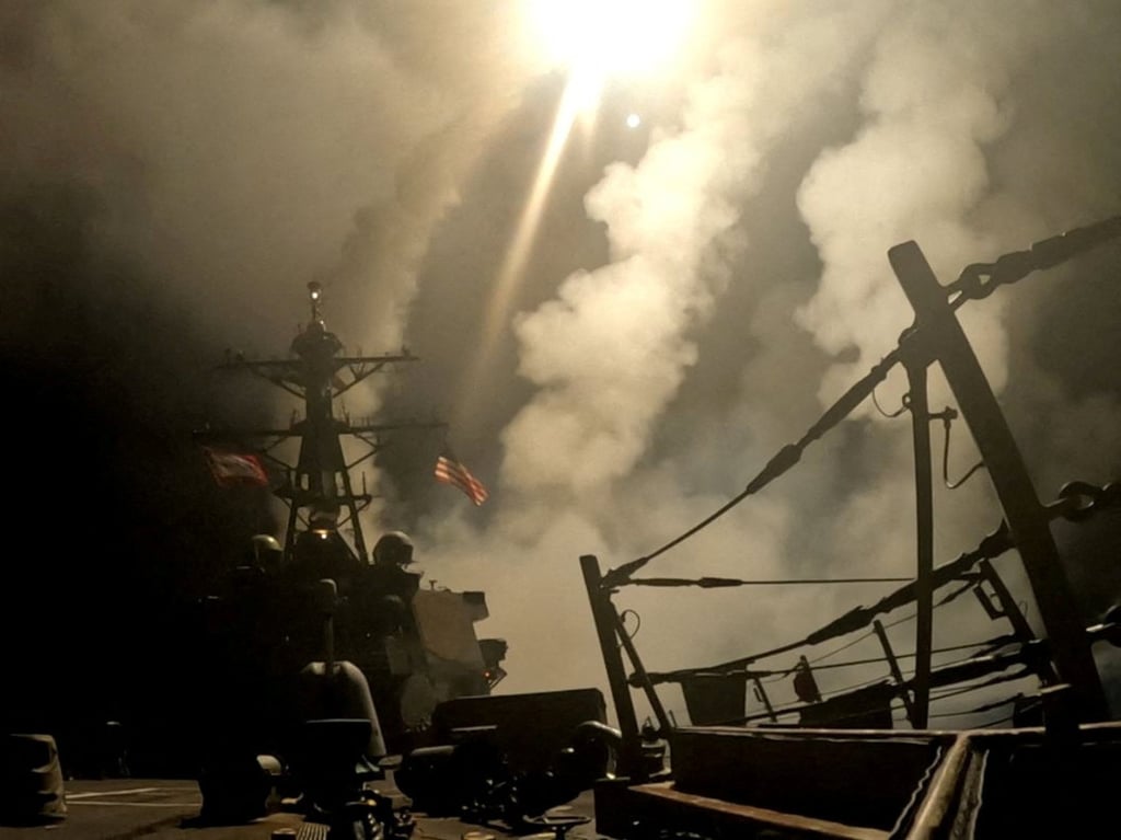 An American warship fires missiles from an undisclosed location in March amid the US-Israel war on Iran. Photo: US Central Command/Reuters