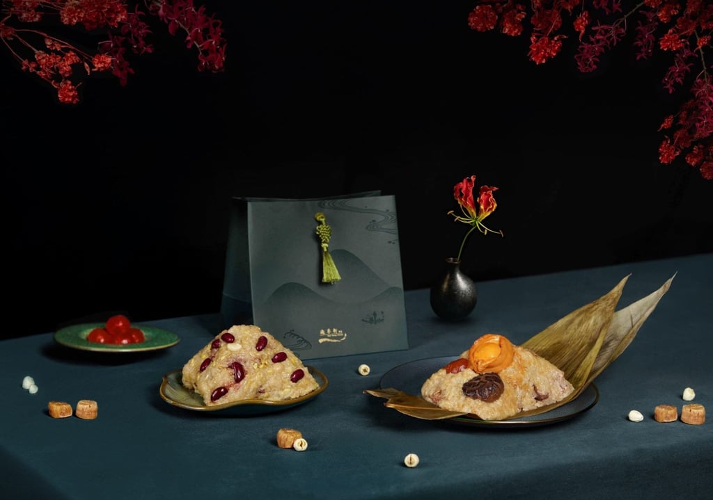 For this year’s Dragon Boat Festival, Yat Tung Heen has created a meat-filled type of zongzi and also one suitable for vegetarians. Photo: Yat Tung Heen For this year’s Dragon Boat Festival, Yat Tung Heen has created a meat-filled type of zongzi and also one suitable for vegetarians. Photo: Yat Tung Heen