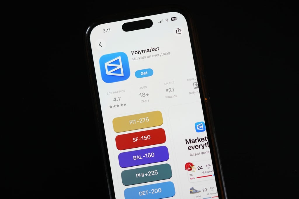 Prediction market app Polymarket has become a popular place to bet on many sports. Photo: AP Prediction market app Polymarket has become a popular place to bet on many sports. Photo: AP