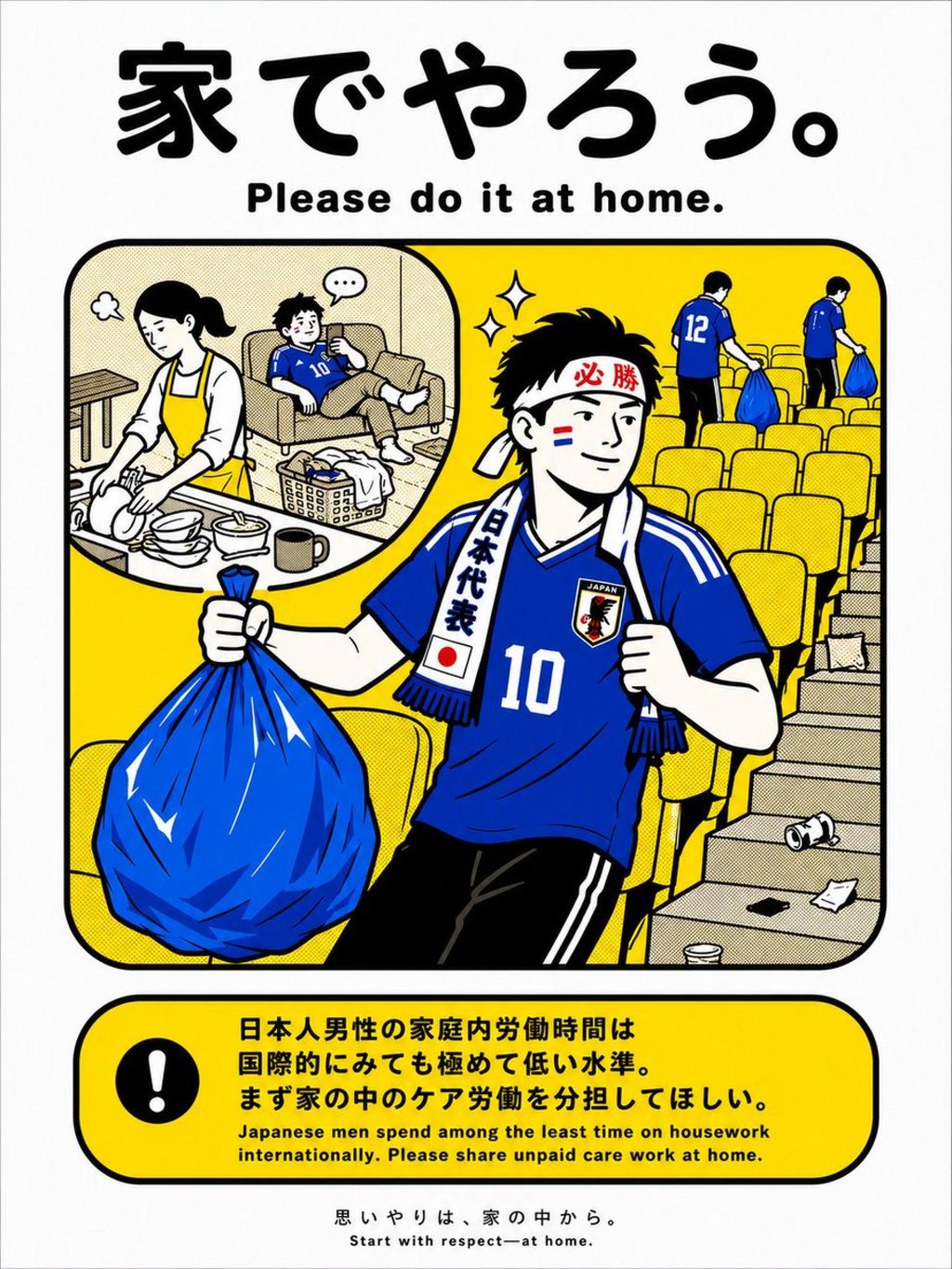 A meme urging Japanese men to “do it at home”. Photo:X/atsukotamada