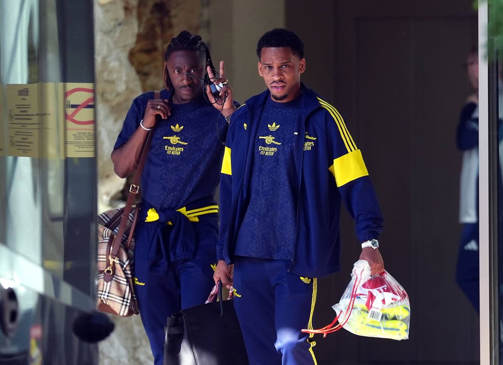 Arsenal’s Eberechi Eze and Jurriën Timber leave the team’s hotel in Budapest in May. Photo: PA Wire/DPA Arsenal’s Eberechi Eze and Jurriën Timber leave the team’s hotel in Budapest in May. Photo: PA Wire/DPA