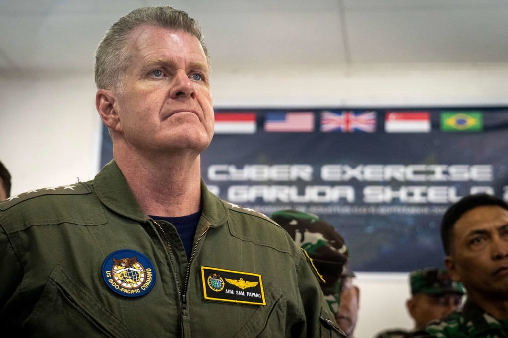 US Navy Admiral Samuel J. Paparo, commander of the then-named US Indo-Pacific Command, observes a cyber exercise as part of Super Garuda Shield on August 31, 2024, in Surabaya, Indonesia. Photo: Handout US Navy Admiral Samuel J. Paparo, commander of the then-named US Indo-Pacific Command, observes a cyber exercise as part of Super Garuda Shield on August 31, 2024, in Surabaya, Indonesia. Photo: Handout