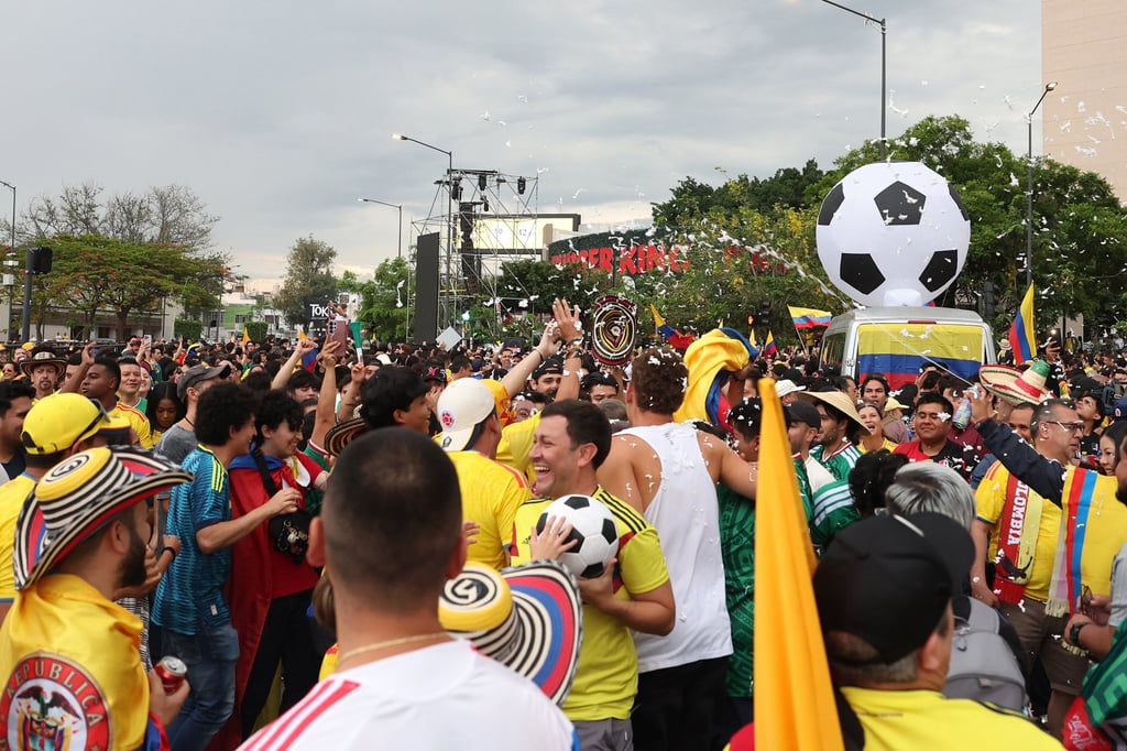 Colombian fans party at La Minerva roundabout before the DR Congo match in Guadalajara. Photo: EPA Colombian fans party at La Minerva roundabout before the DR Congo match in Guadalajara. Photo: EPA