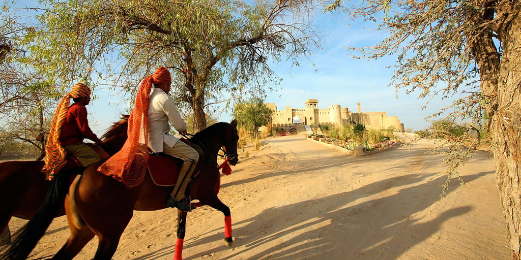 A horse-riding safari at House of Rohet in Rajasthan, India. Photo: Handout