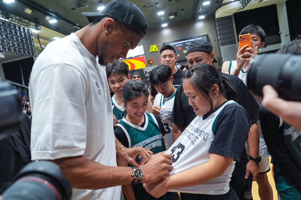 NBA star Giannis Antetokounmpo with fans at Southorn Stadium in June as part of The Antetokounmpo Brothers Hong Kong Tour. Photo: Elson Li