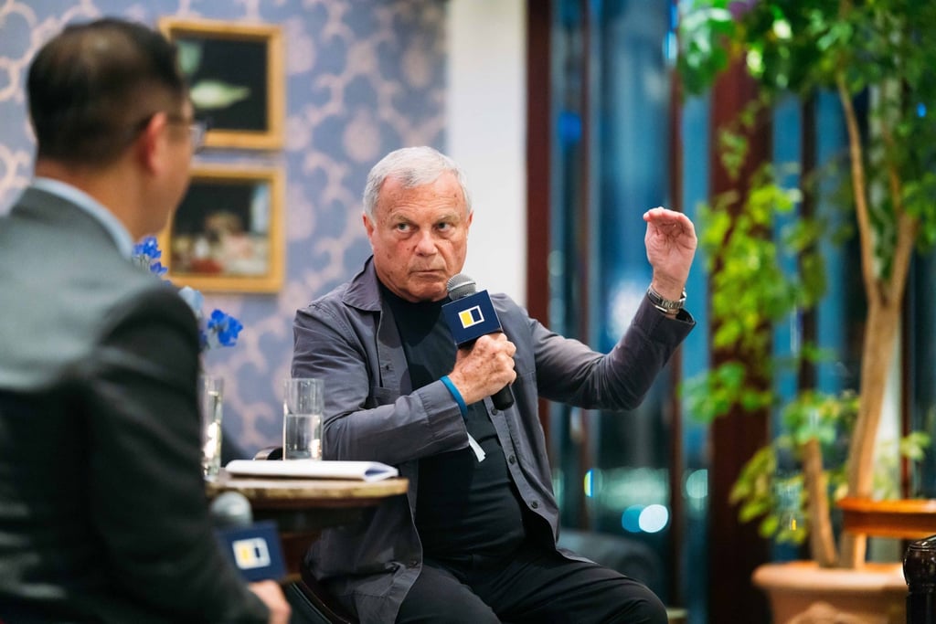 Martin Sorrell speaking at the SCMP’s CMO Circle dinner last October. Photo: Humphrey Ng