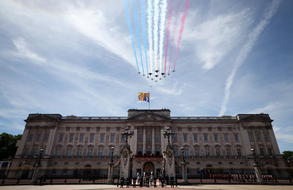 Royal Air Force jets flying over Buckingham Palace. Photo: EPA Royal Air Force jets flying over Buckingham Palace. Photo: EPA