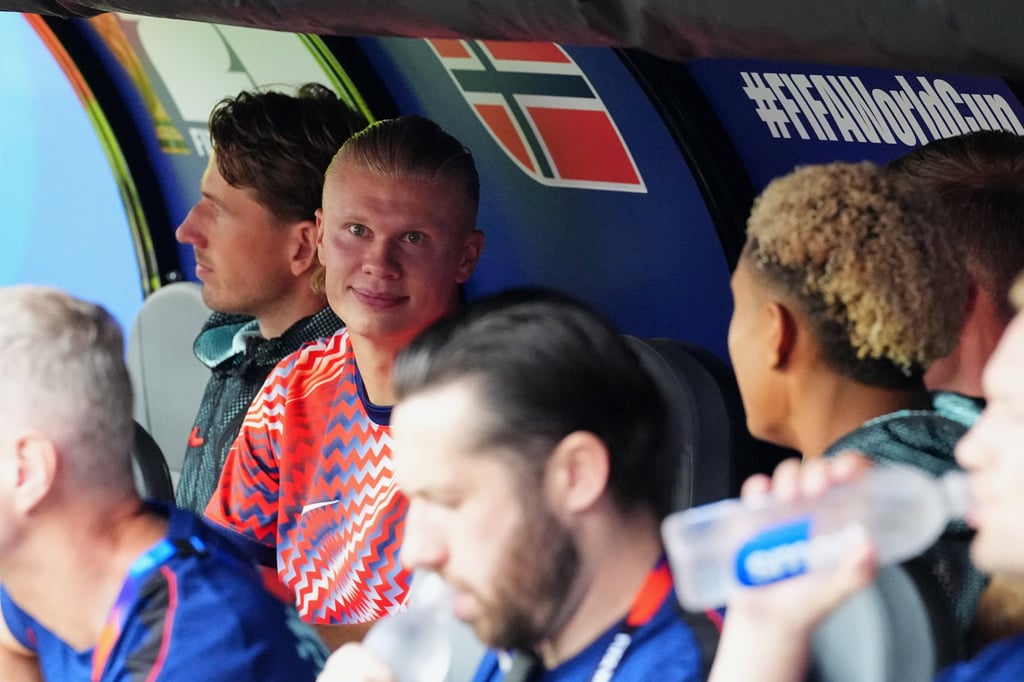 Erling Haaland spent the game in Foxborough on the bench. Photo: AP