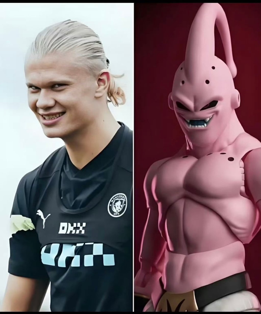 A side-by-side comparison created by social media users shows the resemblance between Haaland and the anime character Majin Buu. Photo: Weibo