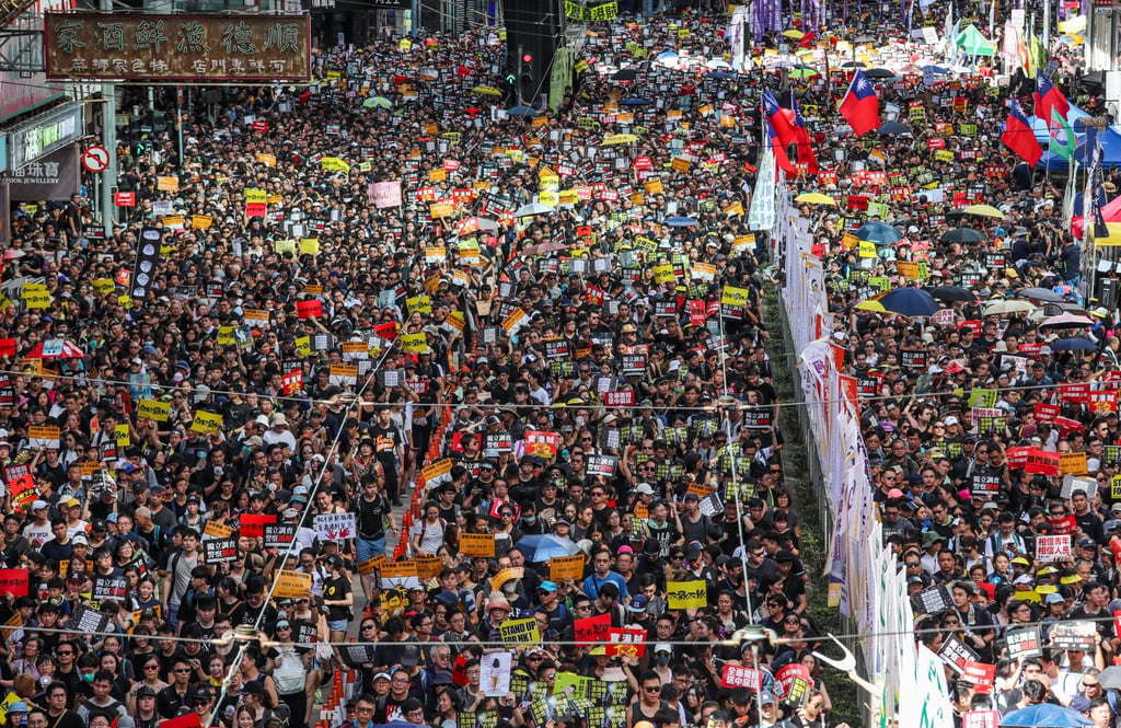 The last organised, police-approved July 1 protest took place in 2019. Photo: Felix Wong The last organised, police-approved July 1 protest took place in 2019. Photo: Felix Wong