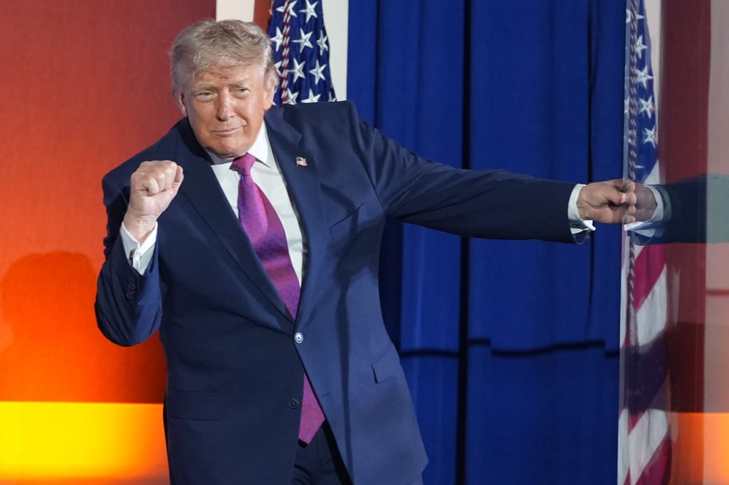 US President Donald Trump gestures after speaking at Mount Rushmore National Memorial on Friday. Photo: AP US President Donald Trump gestures after speaking at Mount Rushmore National Memorial on Friday. Photo: AP
