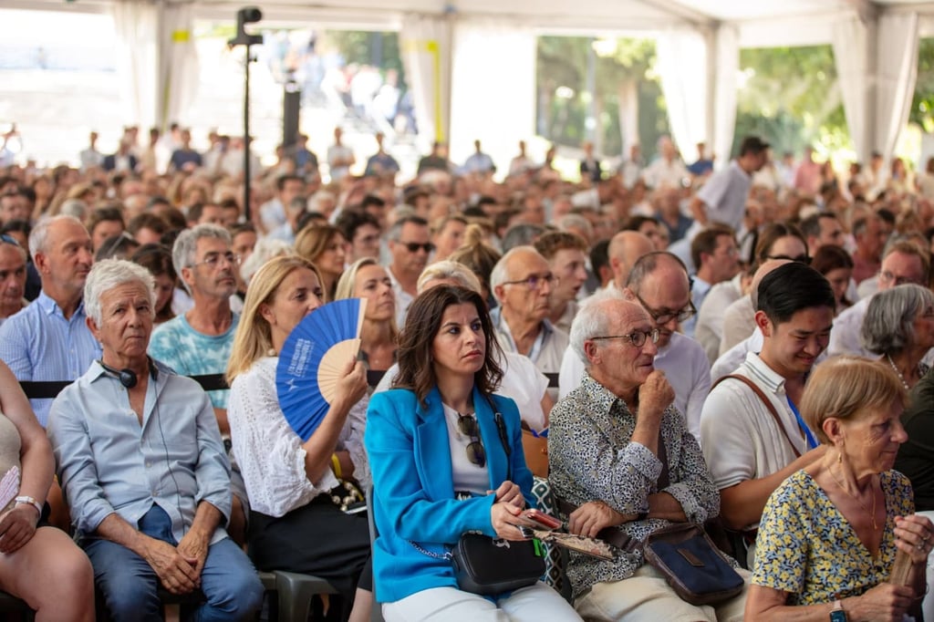In the July heat in the southern French city of Aix-en-Provence, people packed into vast white marquees – with no air conditioning – for three days of debates about the future of Europe. Photo: Handout