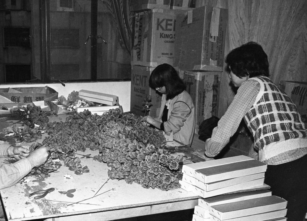 A plastic-flower factory in Tai Kok Tsui, Mong Kok, in 1981. Photo: SCMP Archives A plastic-flower factory in Tai Kok Tsui, Mong Kok, in 1981. Photo: SCMP Archives