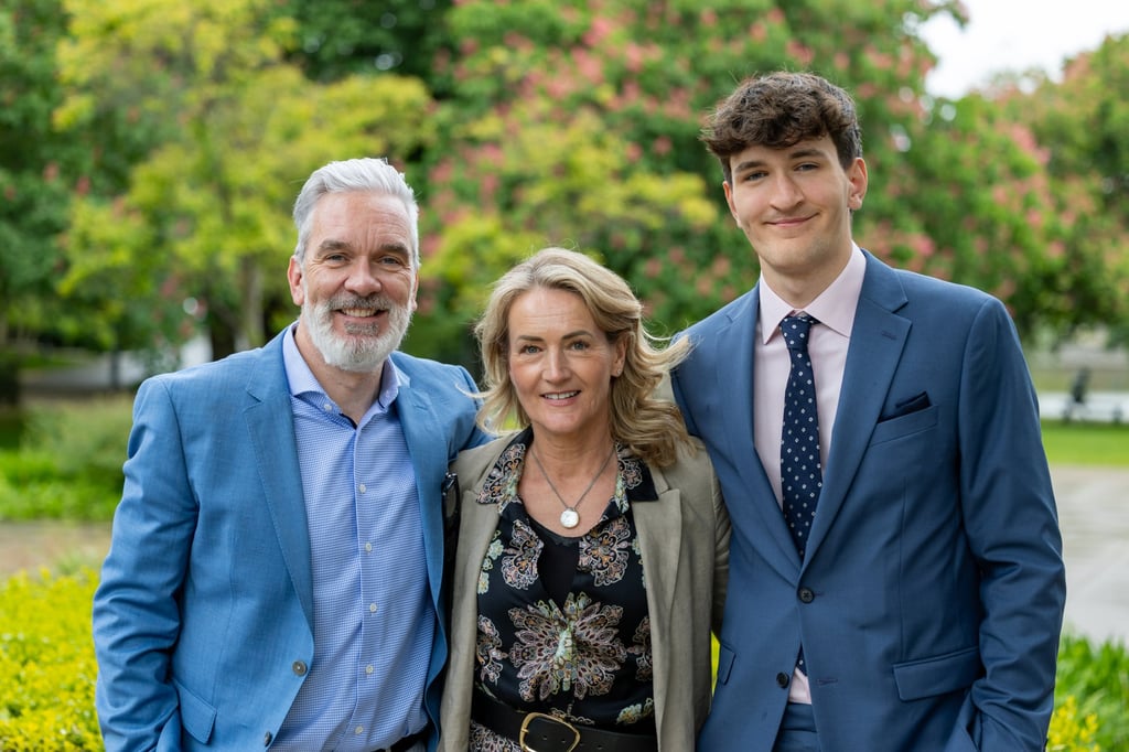 Beatrice Caffrey with her husband Justin and son Luca. Photo: John Kirwan Beatrice Caffrey with her husband Justin and son Luca. Photo: John Kirwan